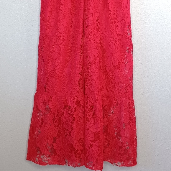 Xscape Red Lace Evening Cocktail Valentine’s Day Midi Dress - Picture 6 of 16